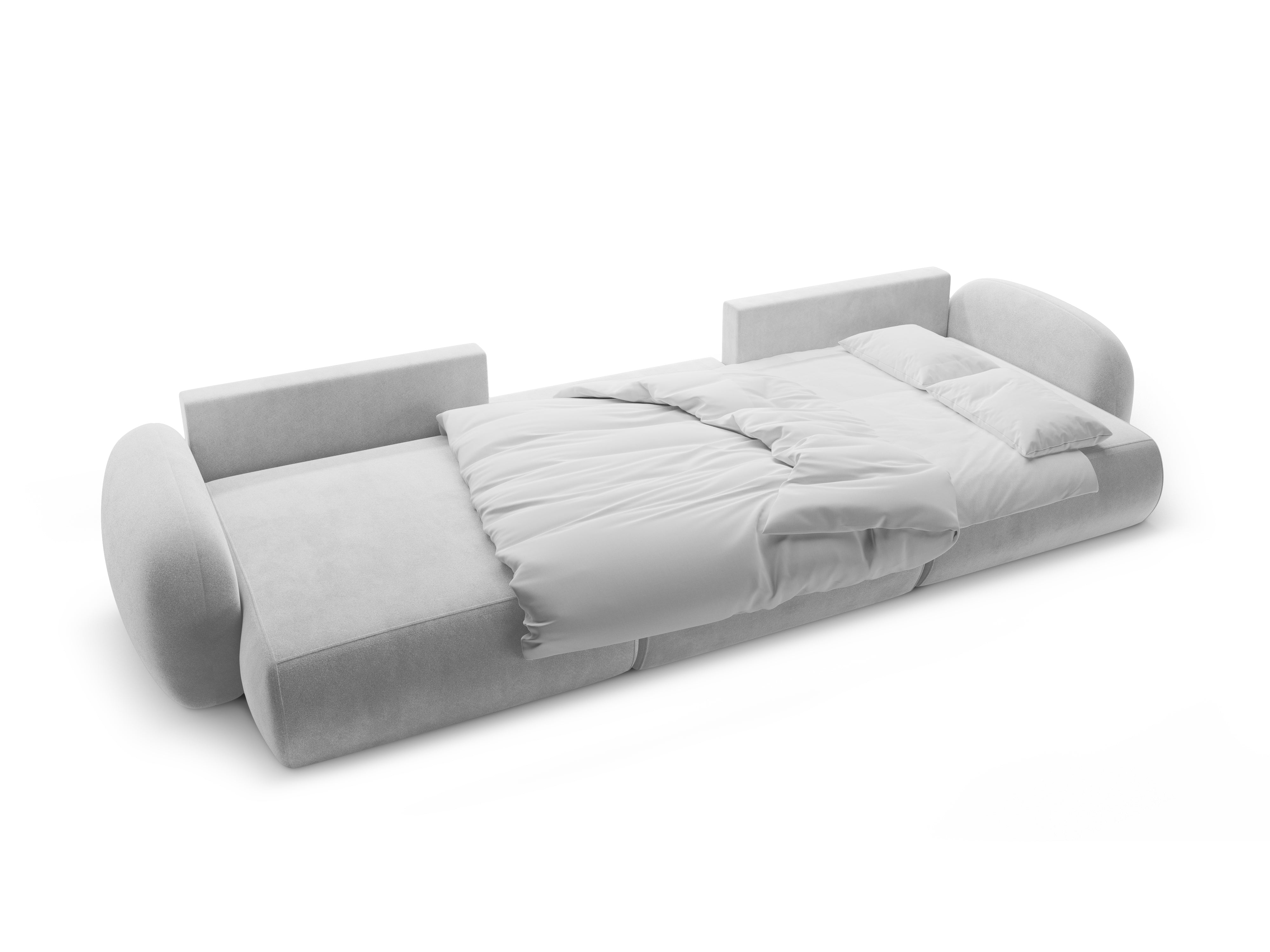 Panoramic Velvet Sofa with Sleeping Function for 5 People TONALE Light Gray
