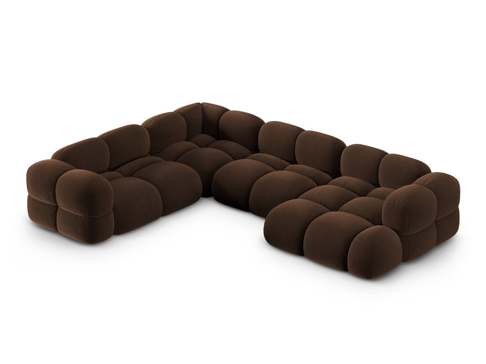 Left-facing U-shaped velvet corner sofa LORETTO chocolate