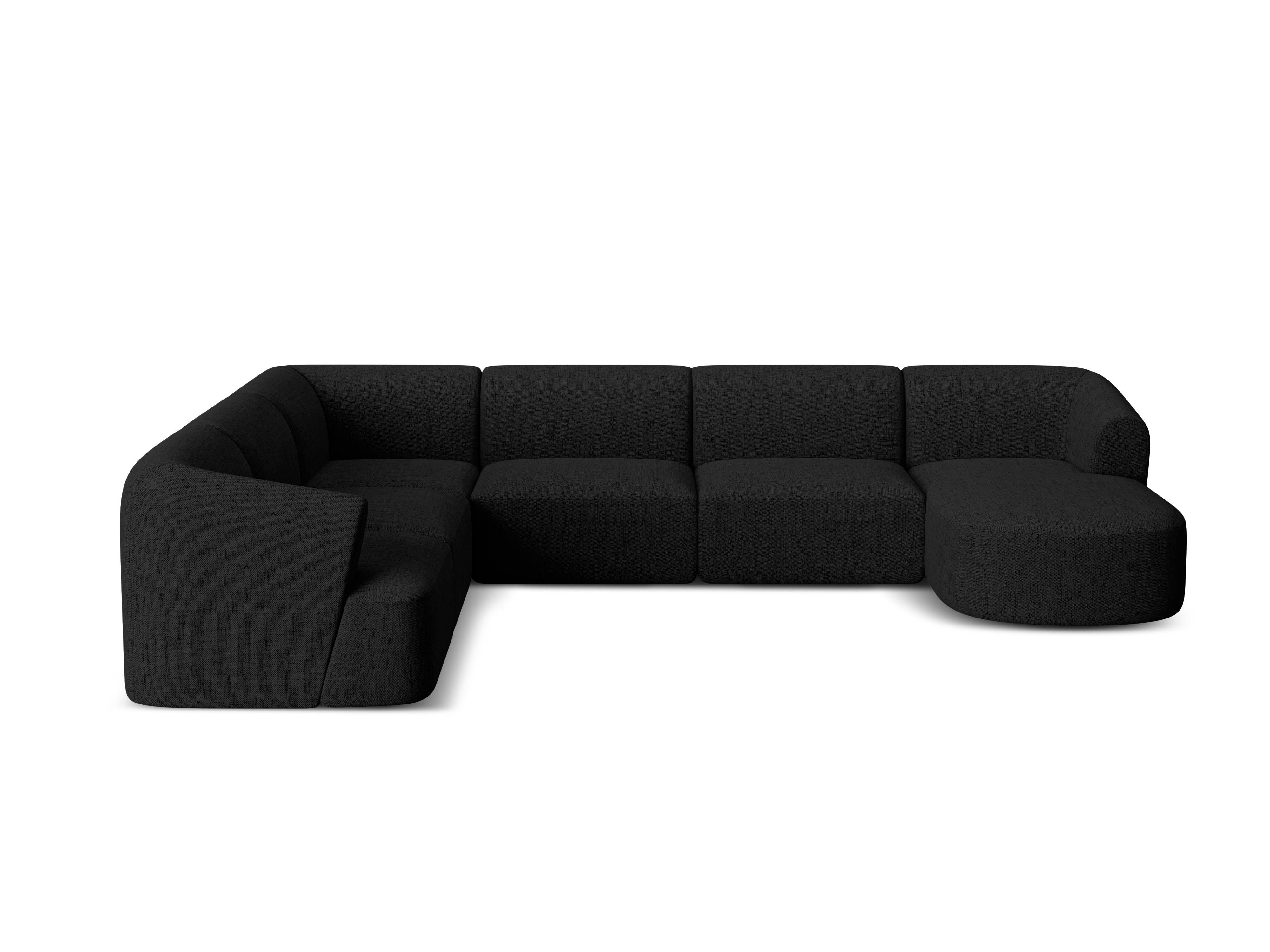 Left-sided panoramic corner sofa for 7 people CAMPI black chenille