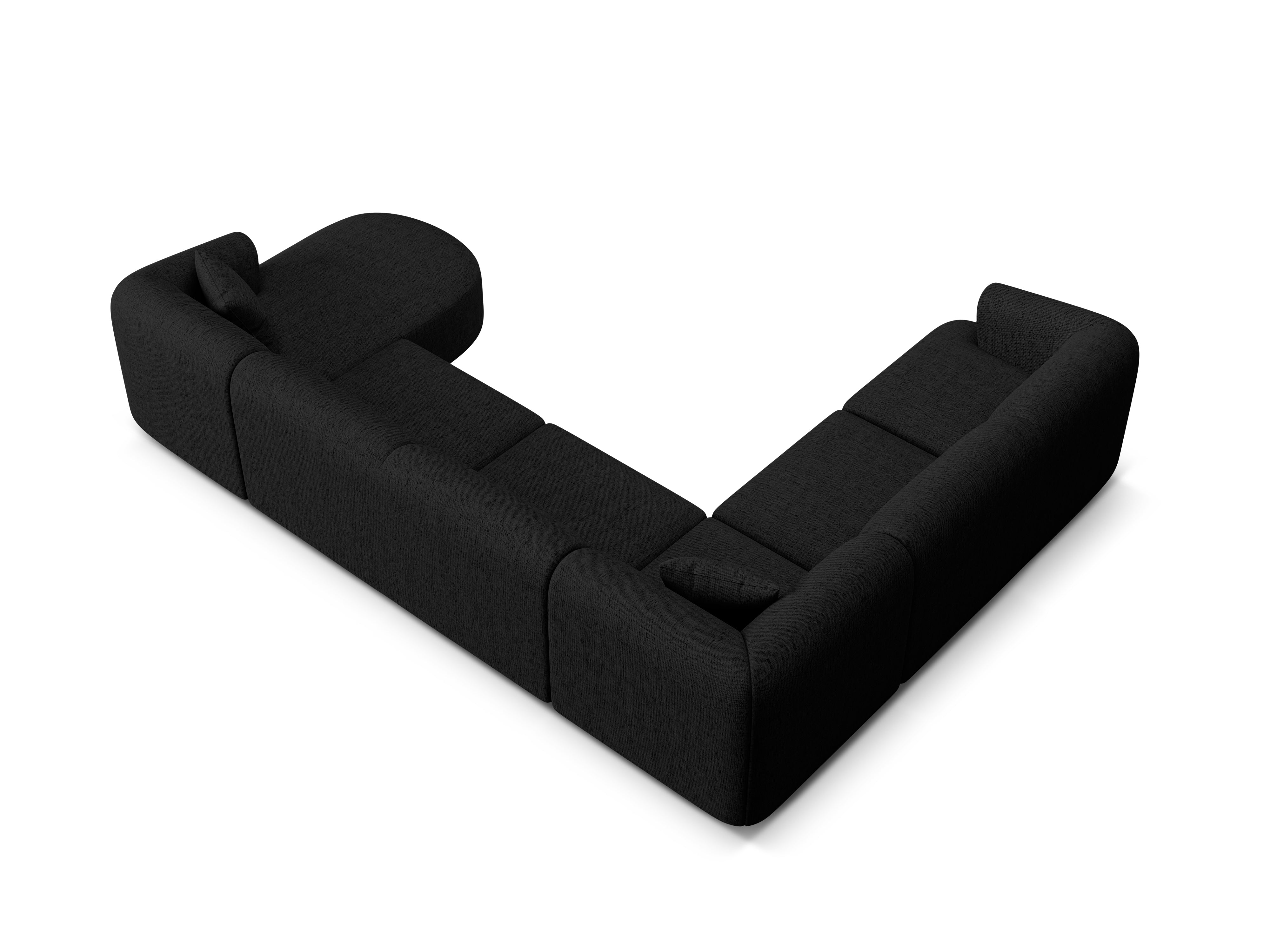 Left-sided panoramic corner sofa for 7 people CAMPI black chenille