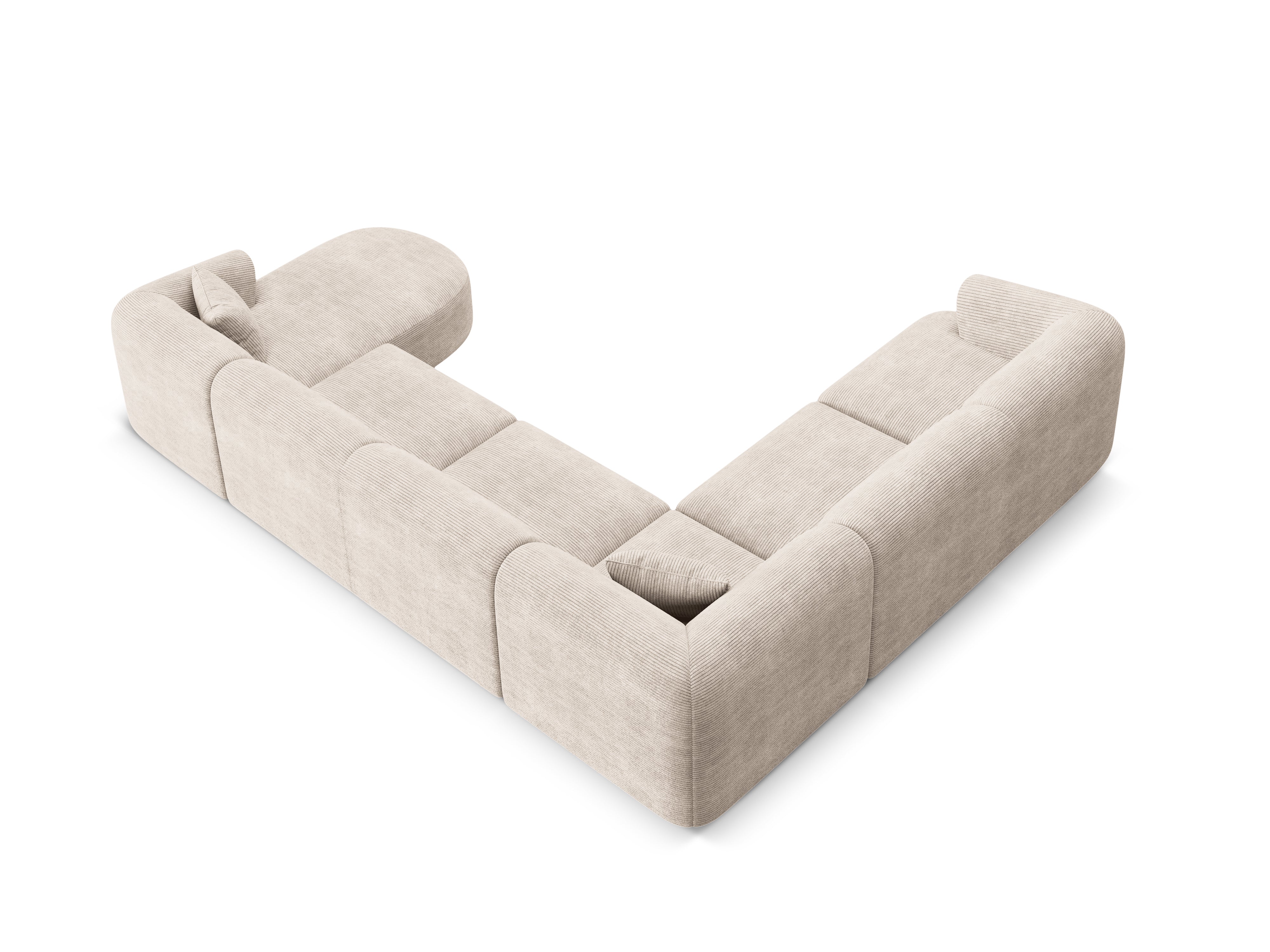 Linksseitiges Panoramabettsofa für 7 Personen CAMPI beige Cord