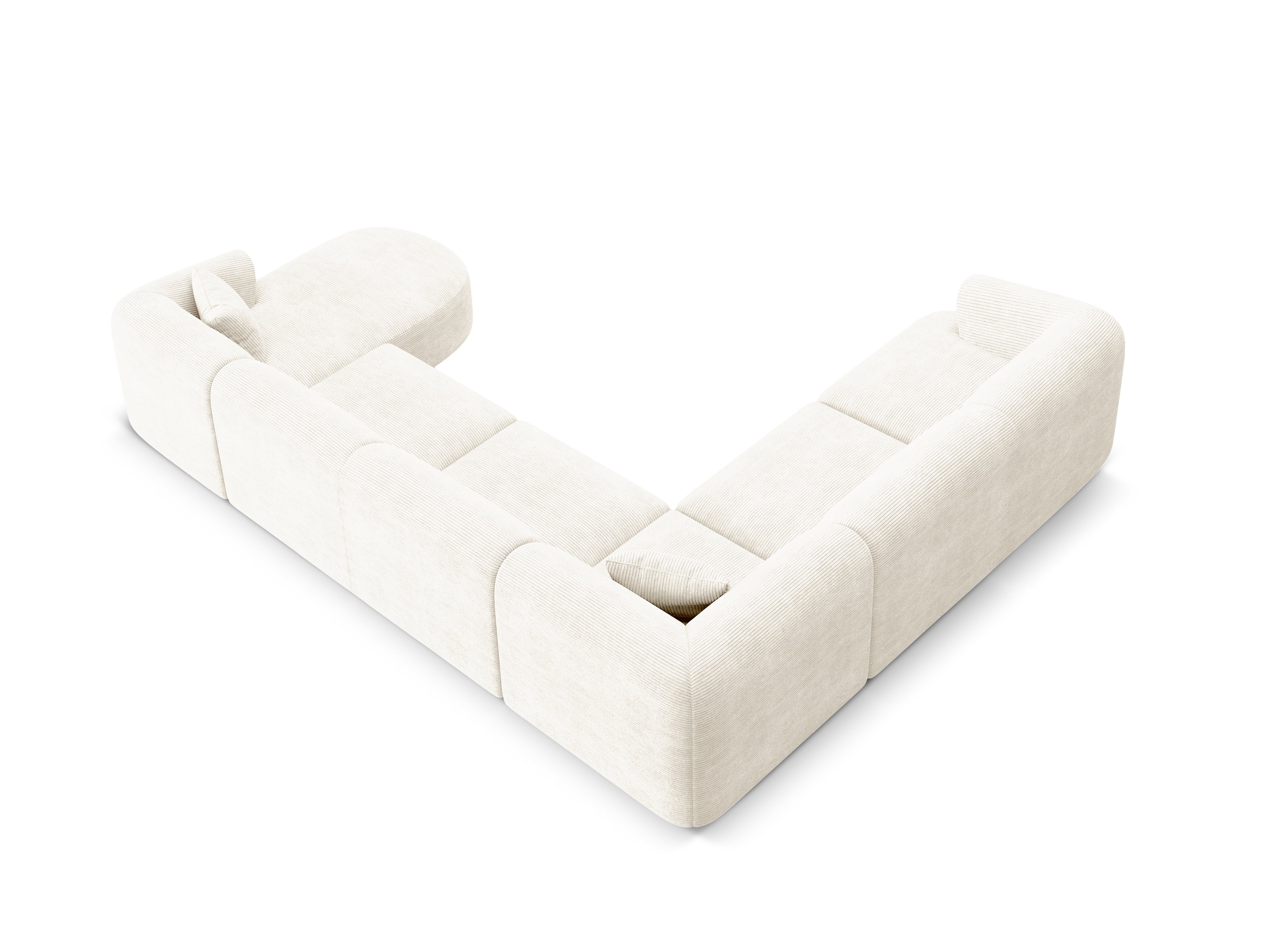 Left-sided panoramic corner sofa for 7 people CAMPI cream corduroy