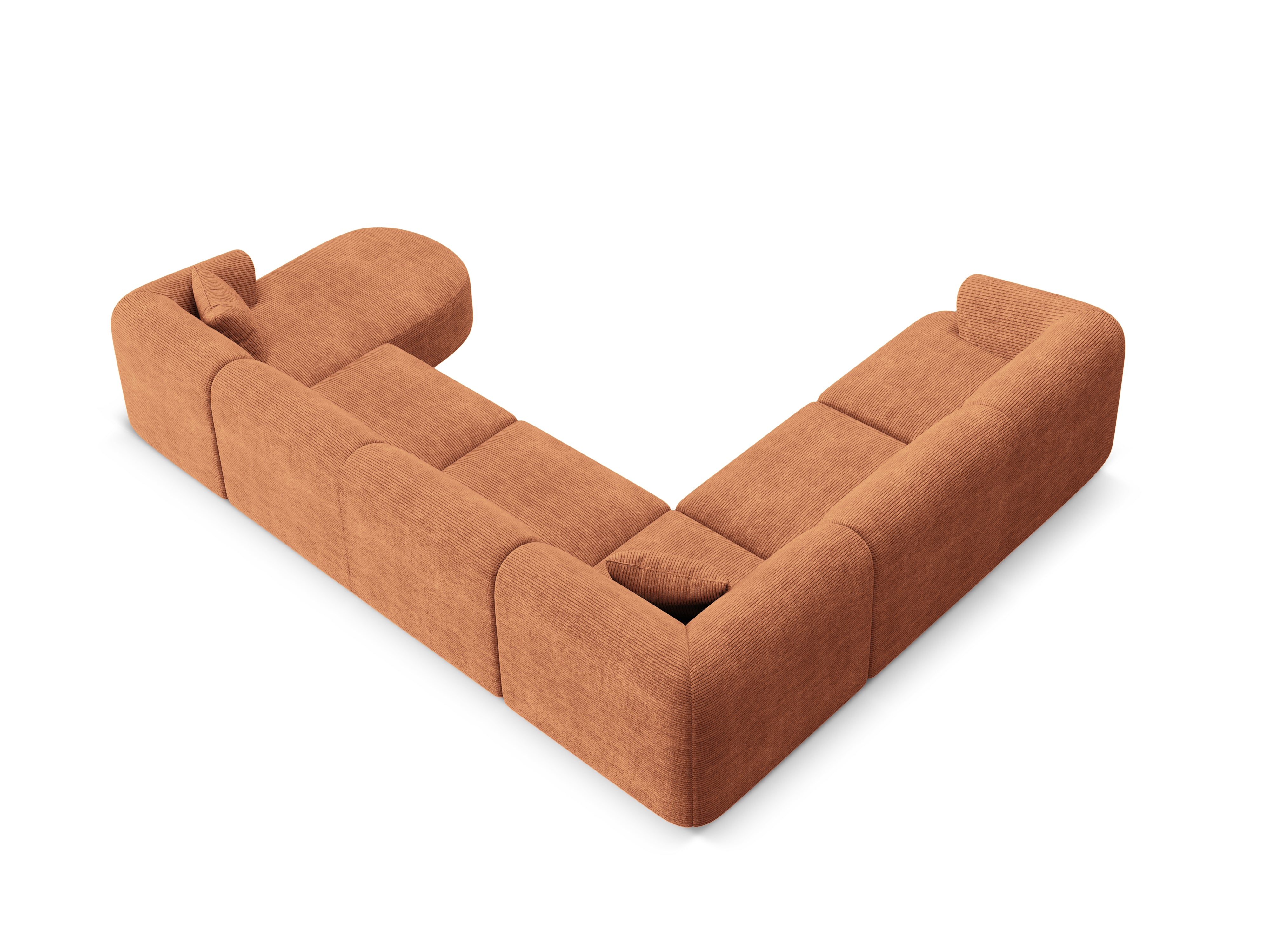 Left-sided panoramic corner sofa for 7 people CAMPI brick corduroy