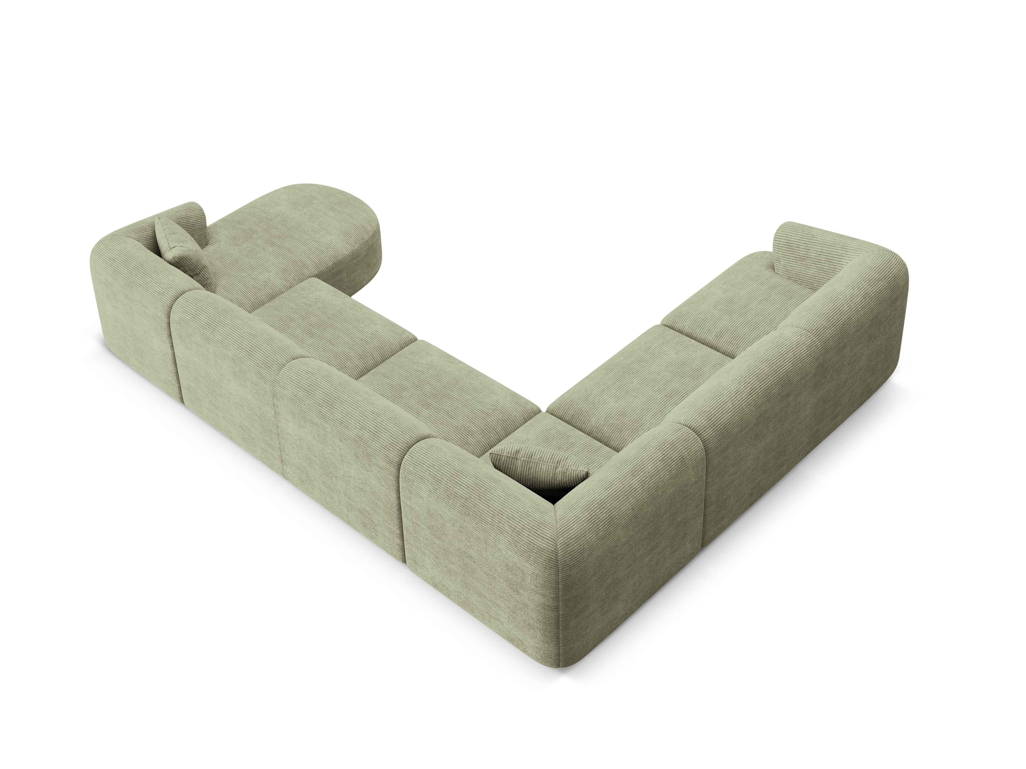 Left-sided panoramic corner sofa for 7 people CAMPI green corduroy