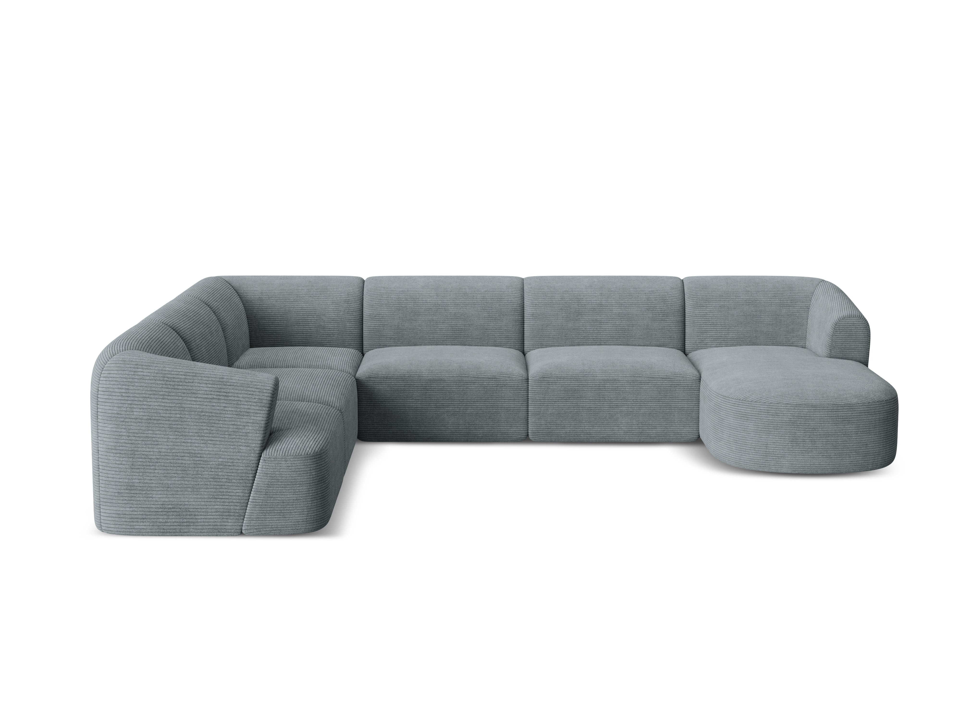 Linksseitiges panoramisches 7-Sitzer-Sofa CAMPI grauer Cordstoff
