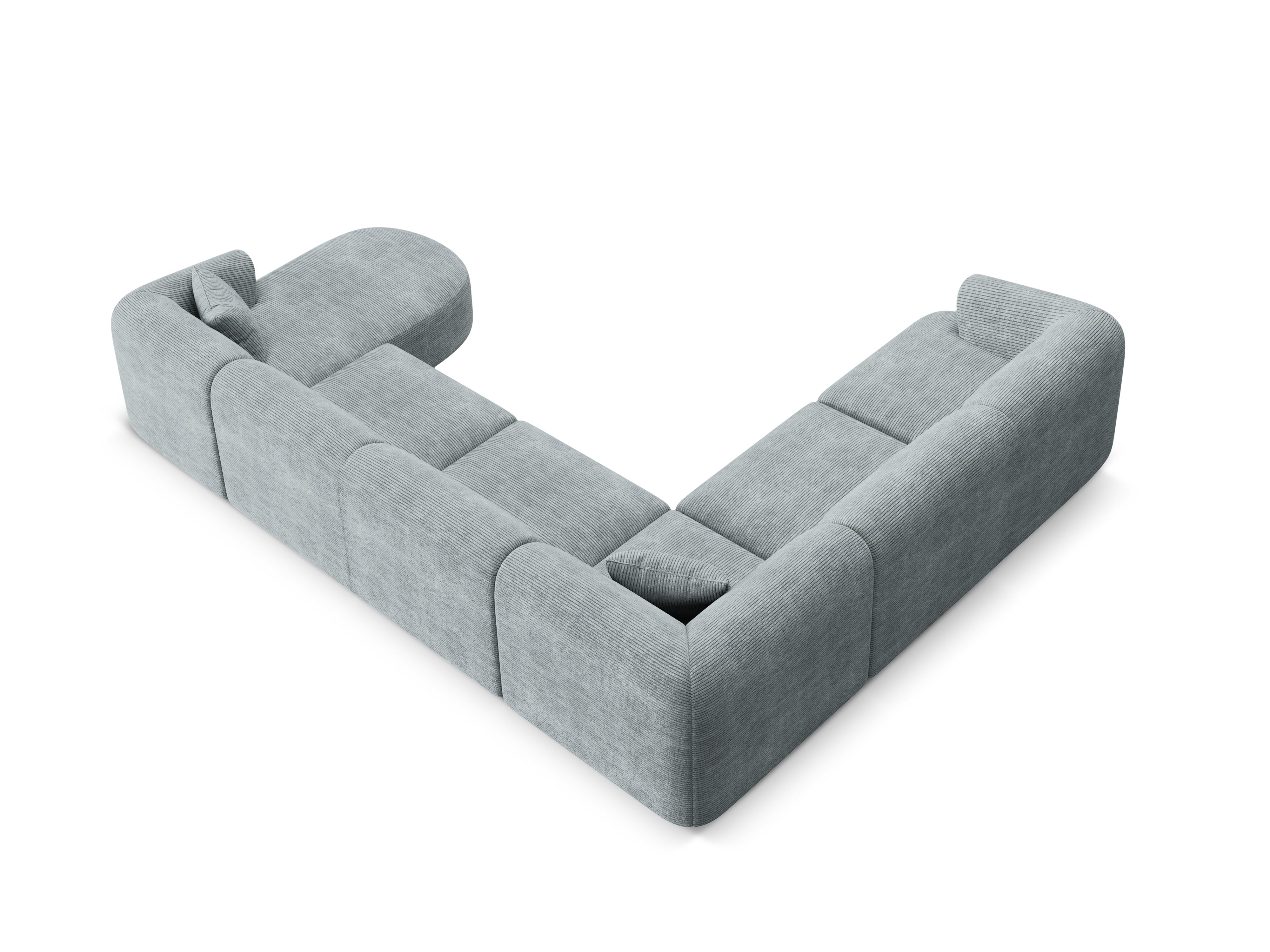 Linksseitiges panoramisches 7-Sitzer-Sofa CAMPI grauer Cordstoff