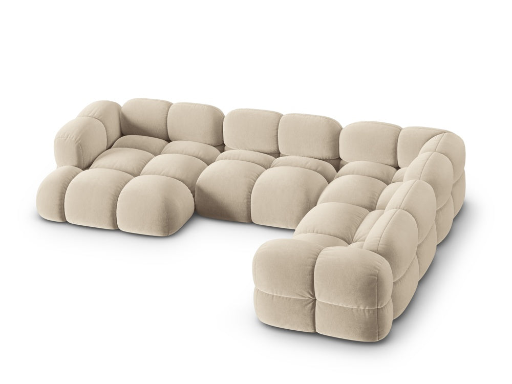 Right-facing U-shaped velvet corner sofa LORETTO beige