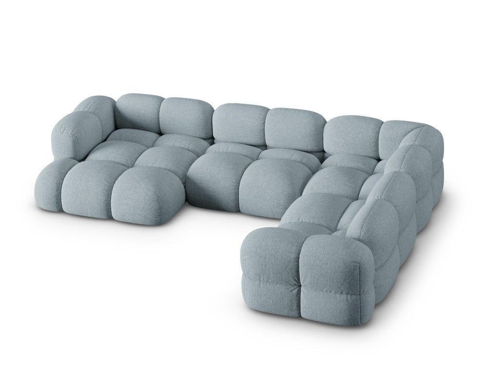 Right-facing U-shaped corner sofa LORETTO pastel blue