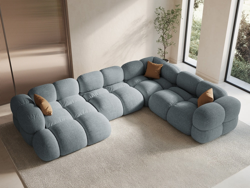 Right-facing U-shaped corner sofa LORETTO pastel blue