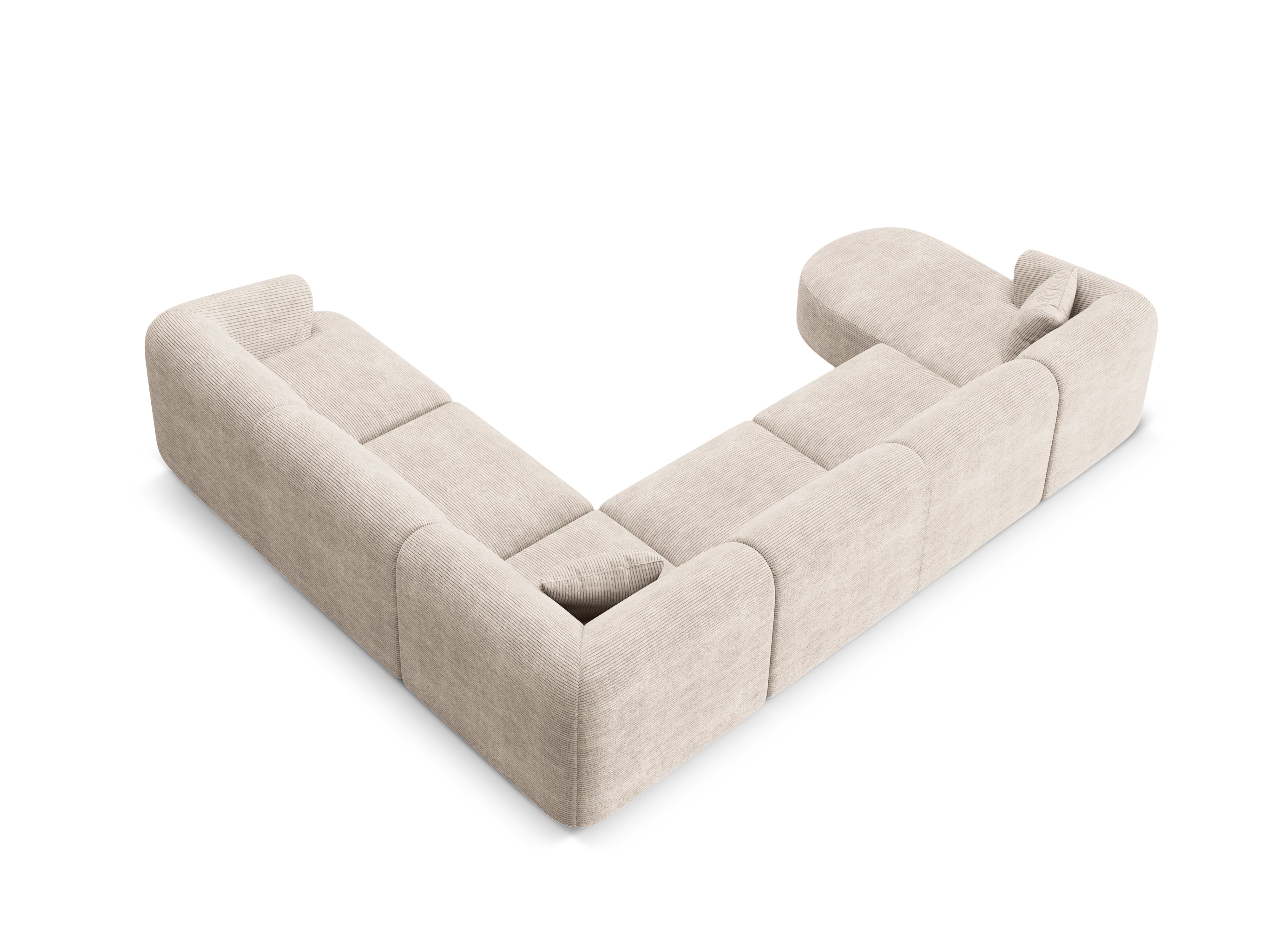 Rechtsseitige panoramische 7-sitzige Eckcouch CAMPI beige Cord