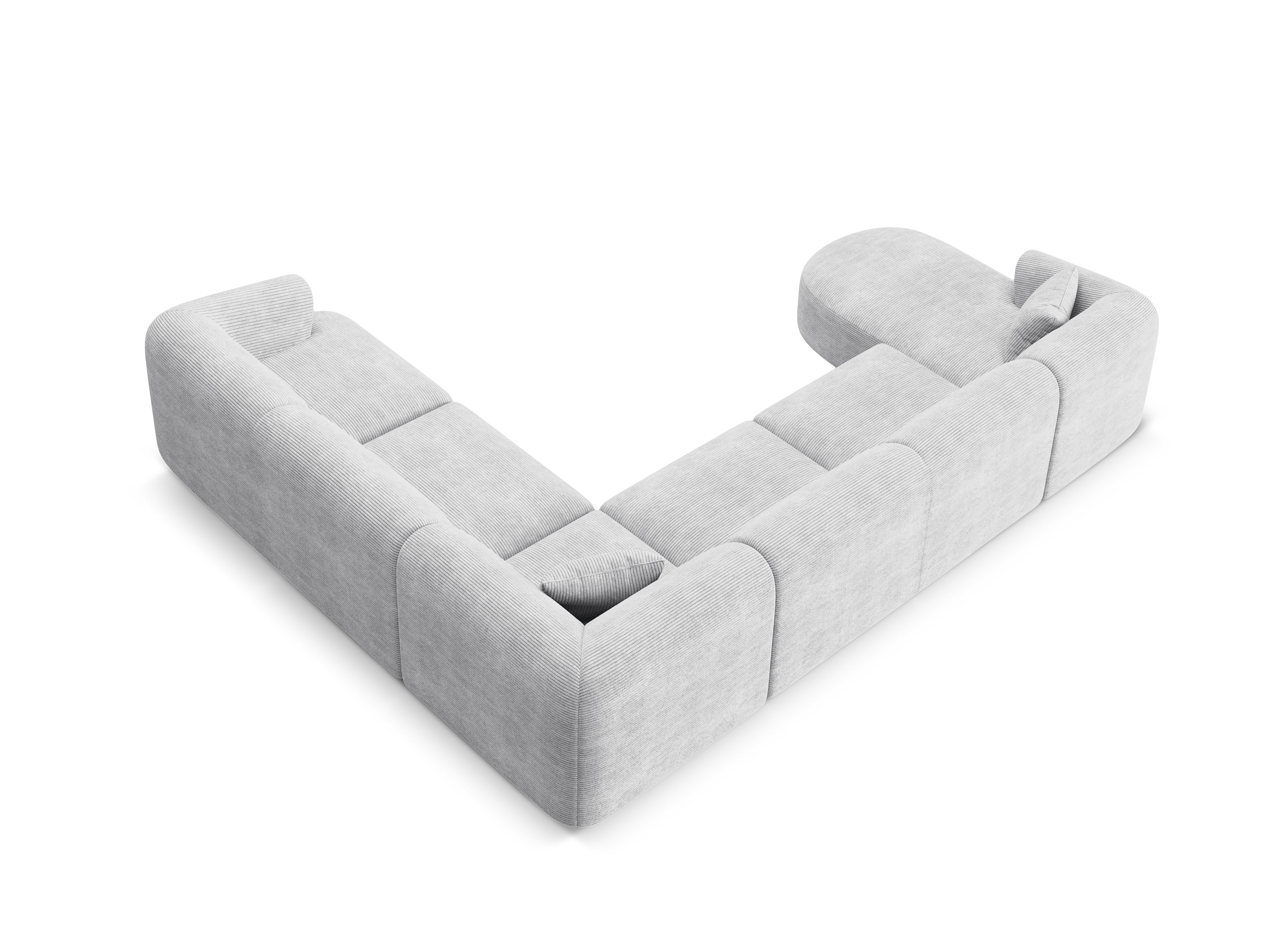 Right-facing panoramic corner sofa for 7 people CAMPI light gray corduroy