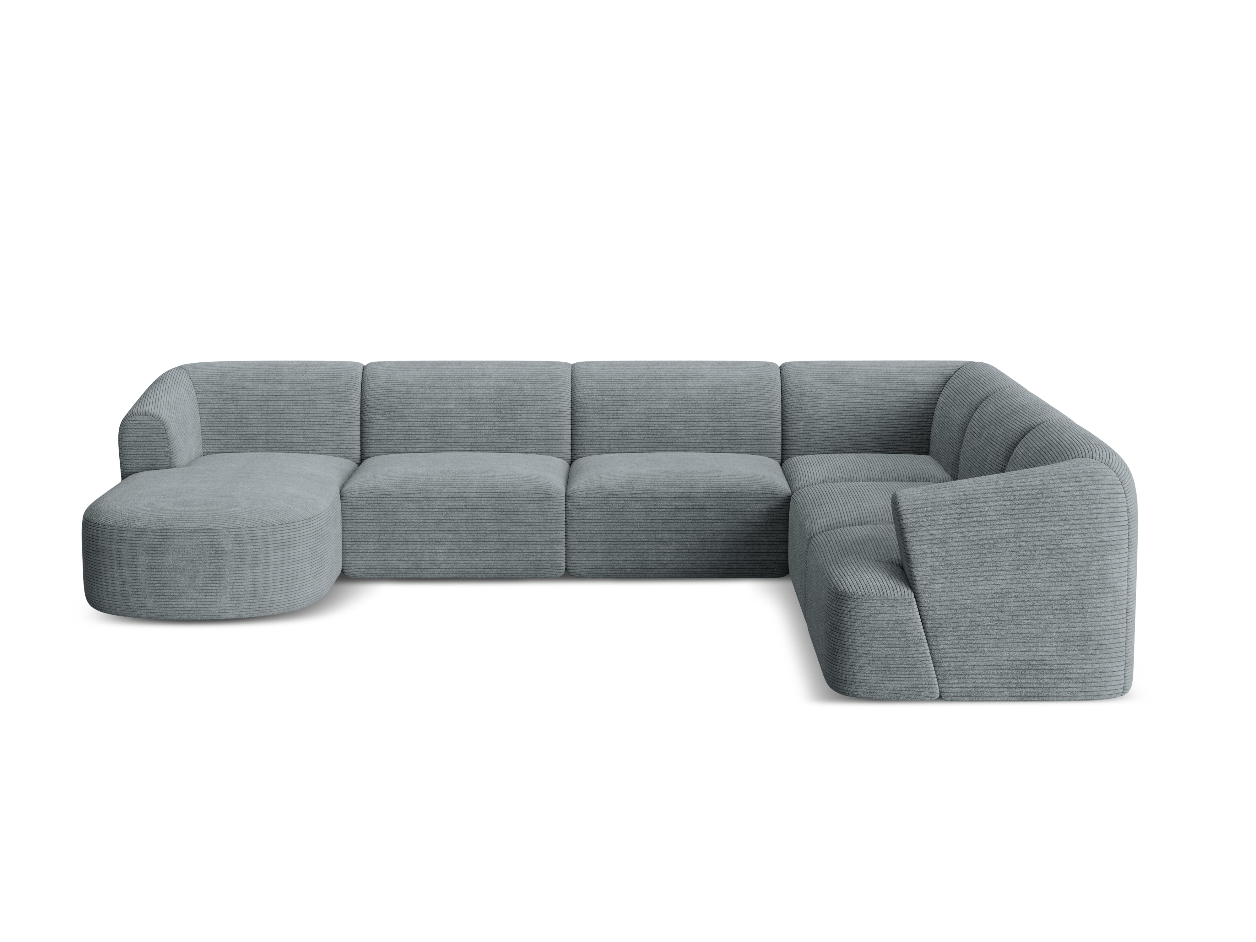 Right-facing panoramic corner sofa for 7 people CAMPI gray corduroy
