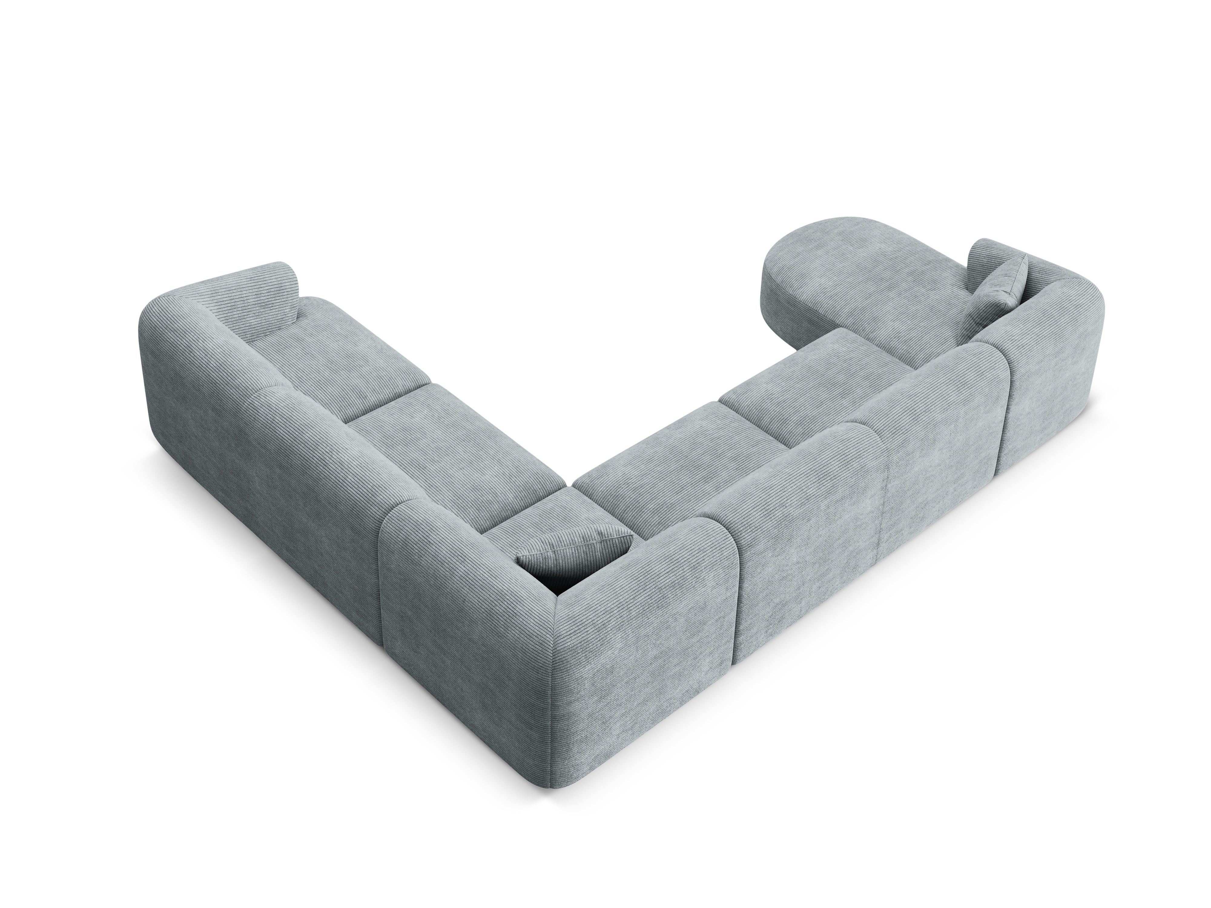 Right-facing panoramic corner sofa for 7 people CAMPI gray corduroy