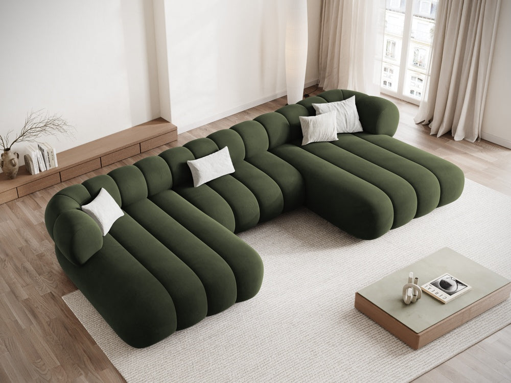 KOGE green velvet panoramic sofa for 6 people