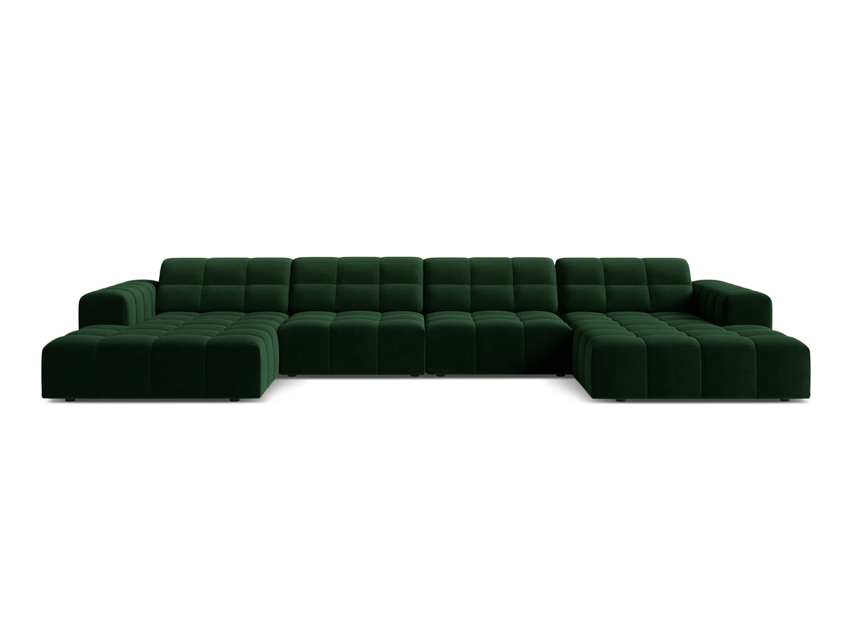 Sofa panoramiczna aksamitna 6-osobowa CHICAGO butelkowa zieleń – Cosmopolitan Design