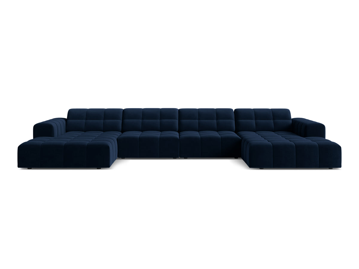 Sofa panoramiczna aksamitna 6-osobowa CHICAGO granat królewski – Cosmopolitan Design