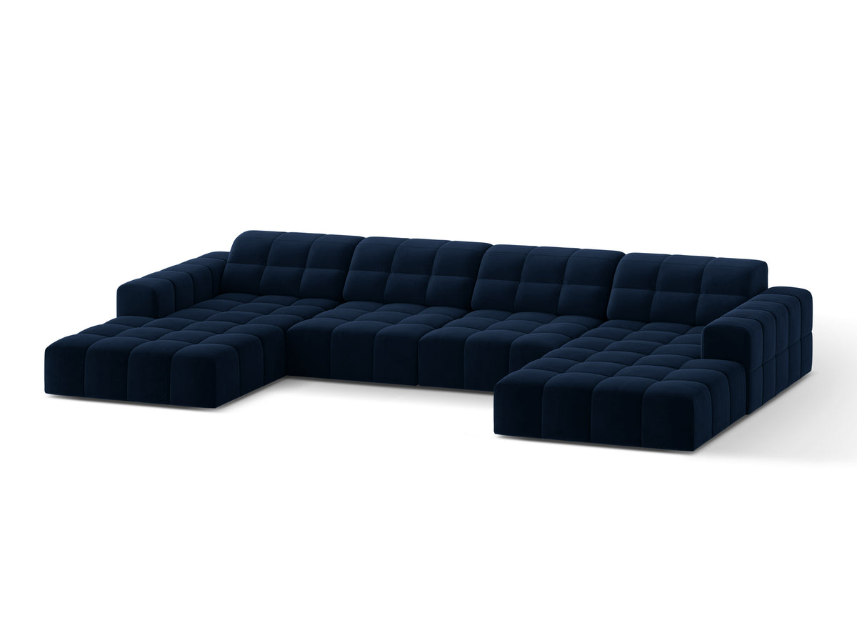 Sofa panoramiczna aksamitna 6-osobowa CHICAGO granat królewski do salonu