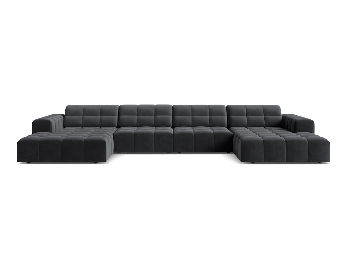 Sofa panoramiczna aksamitna 6-osobowa CHICAGO ciemnoszary – Cosmopolitan Design