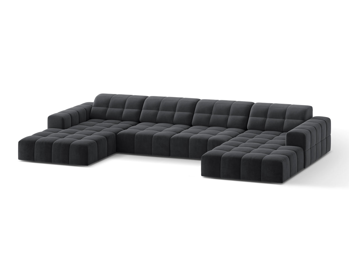 Sofa panoramiczna aksamitna 6-osobowa CHICAGO ciemnoszary do salonu