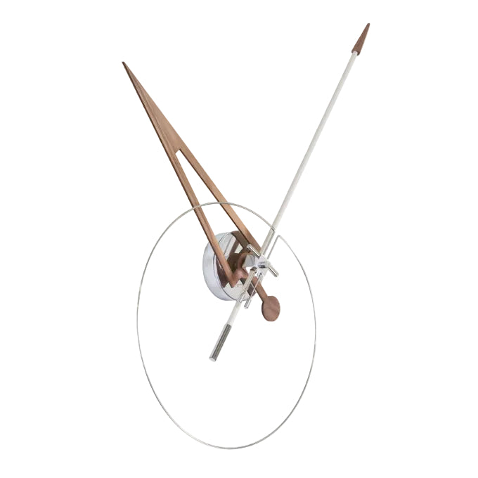 Wall clock CRIS walnut wood with chrome and white finish