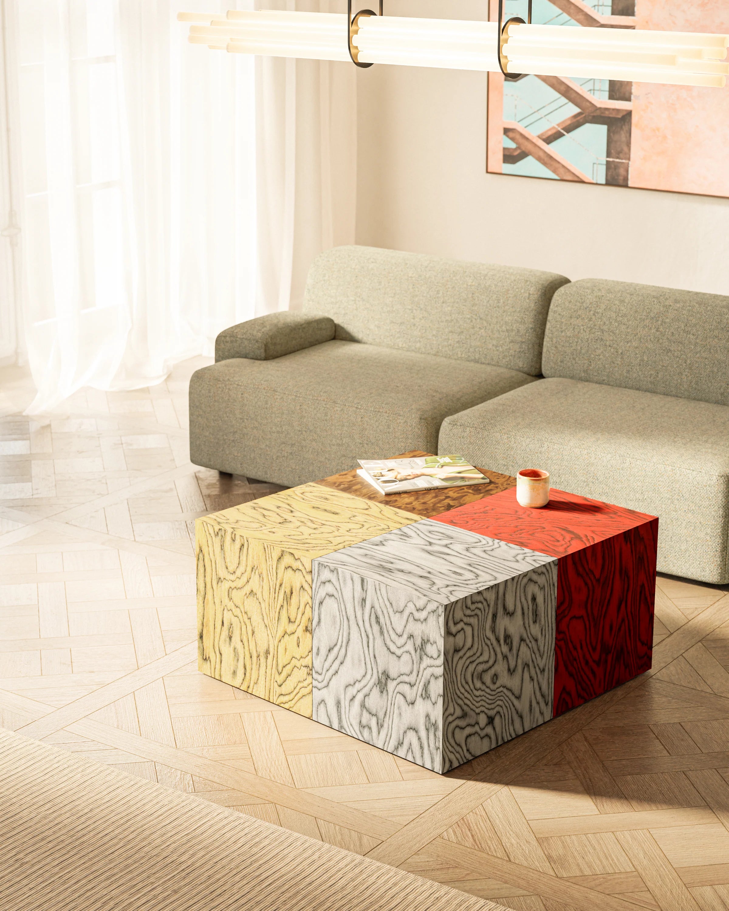 CUBE Side Table Sottsass Yellow