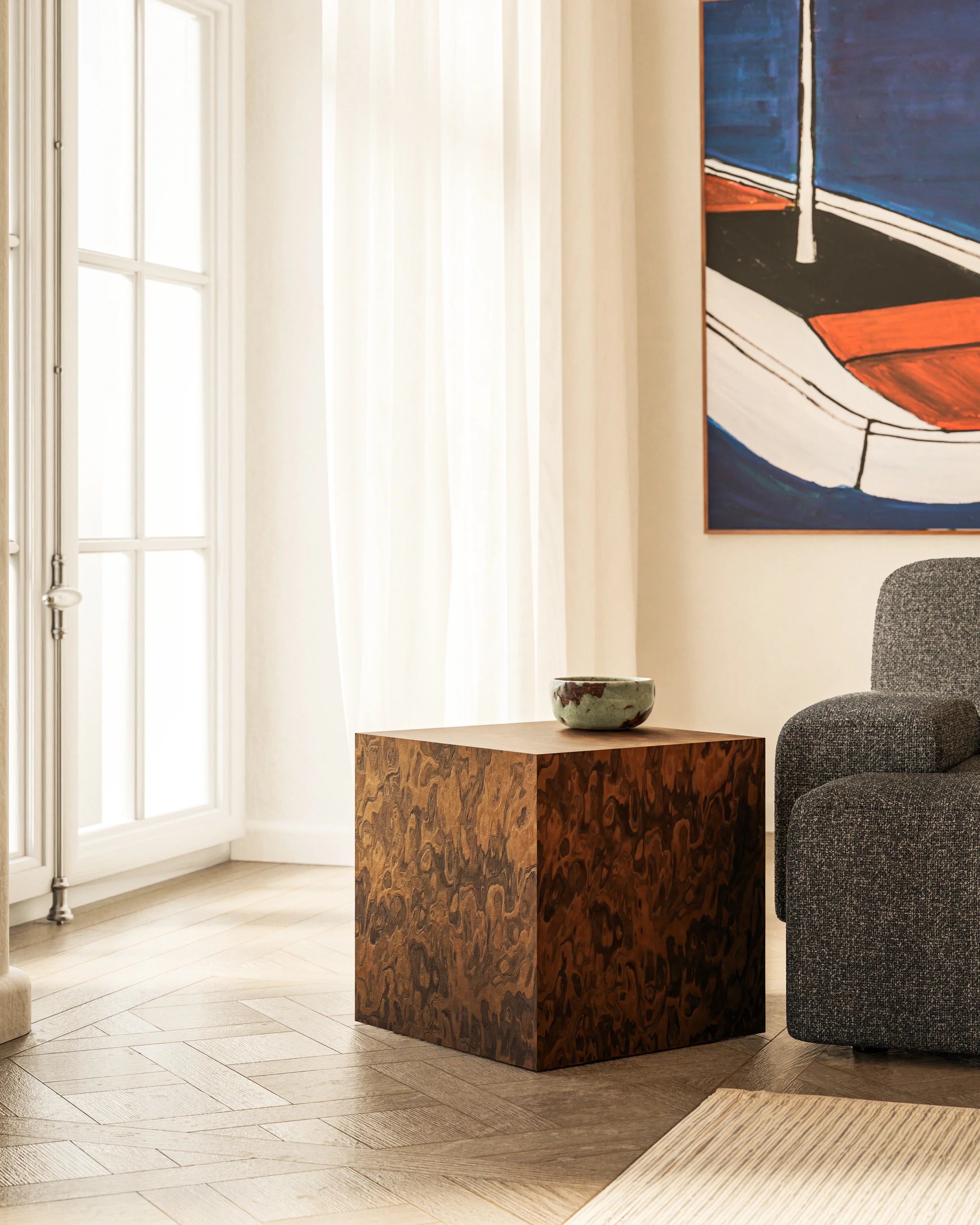 Bijzettafel CUBE California Burl