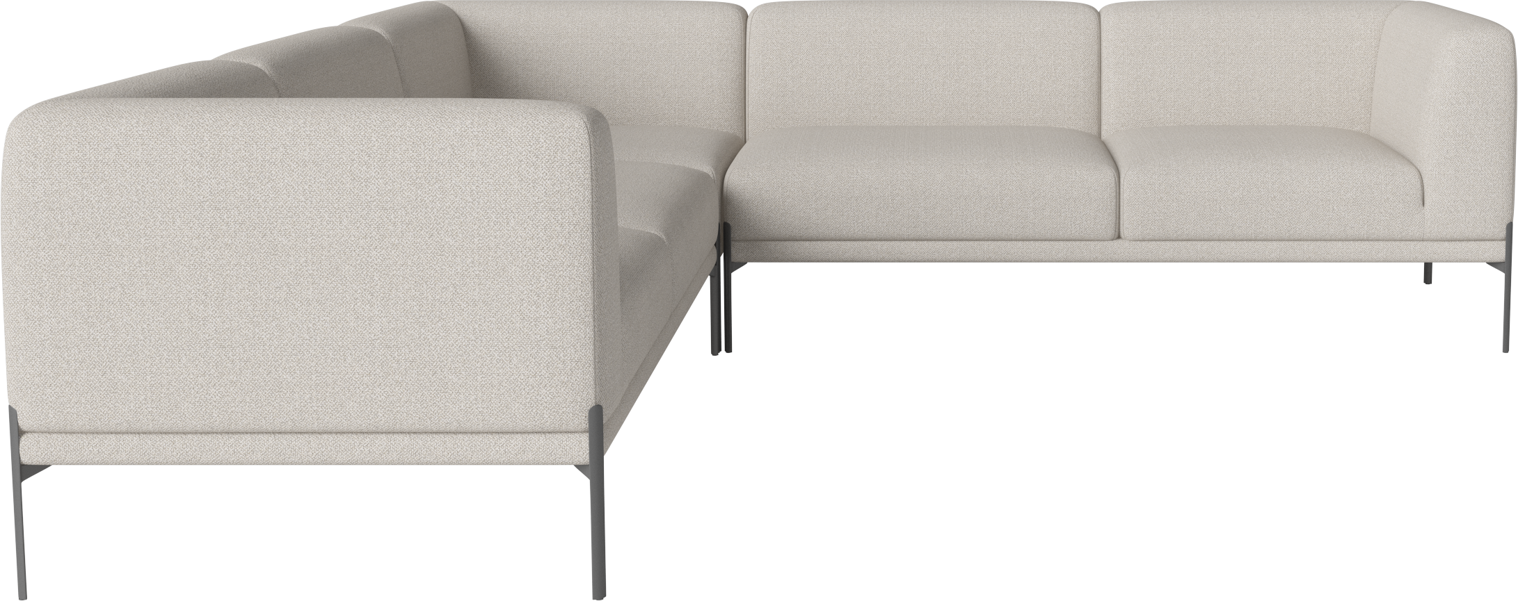 Symmetrical corner 6-seater caisa gray steel base