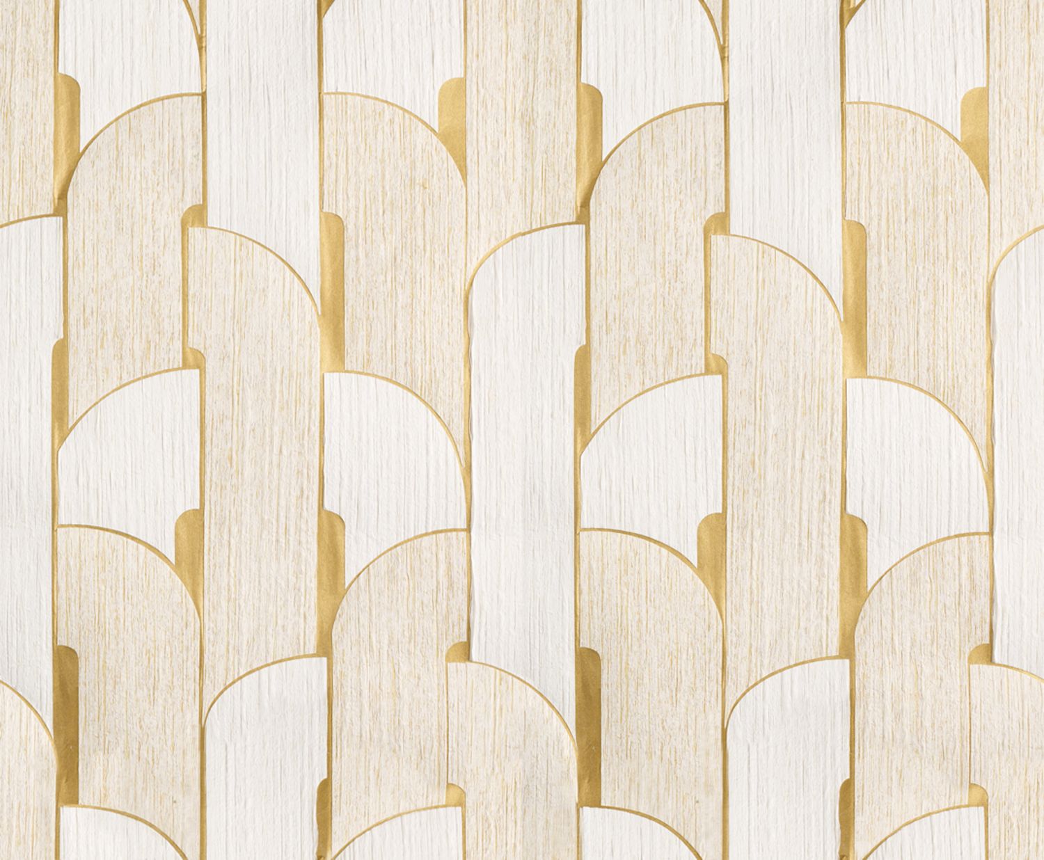 Textile wallpaper with geometric pattern IKOPA - WHITE GOLD