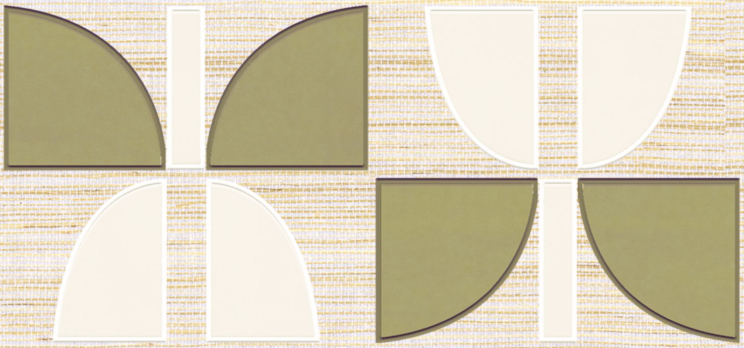 Tapete aus Pflanzenfaser mit geometrischem Muster HIKARI - IVORY KAKI Elfenbein mit Khaki