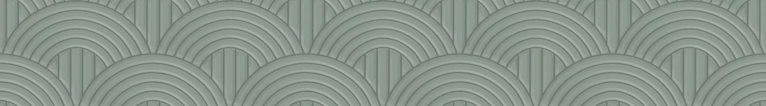 Textile wallpaper with a structural geometric pattern of arches VOLUTIS - CÉLADON mint green