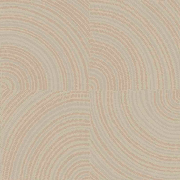 Textile structural wallpaper with geometric pattern ALENTOURS - BEIGE ORANGE beige orange