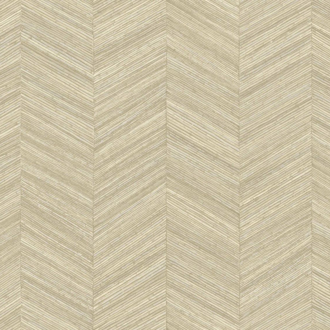 Geometric structural wallpaper mimicking wood with a herringbone pattern OCOTEA - COQUILLE beige
