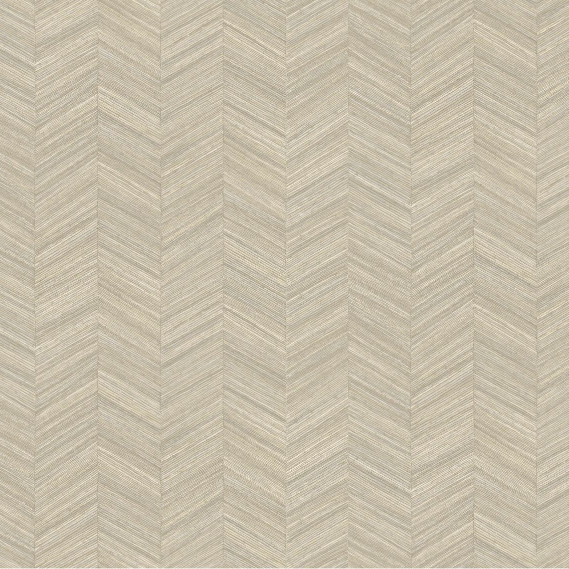 Geometric structural wallpaper mimicking wood with herringbone pattern OCOTEA - PEARL pearly beige