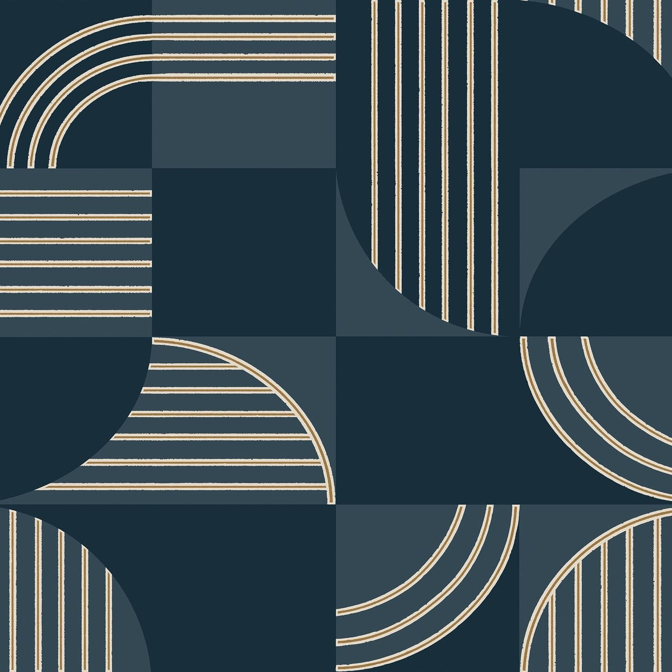 Vliesbehang met geometrisch patroon ANNÉES 30 - MARINE marineblauw