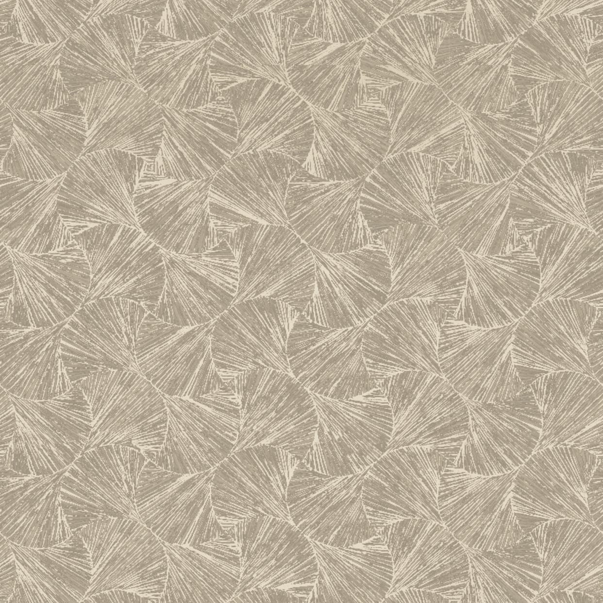 Metallic structuurbehang met plantmotief van bladeren SONGKET - TRAVERTIN zandbeige