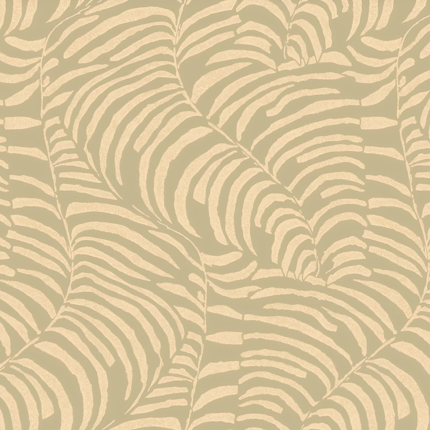 Metalen behang met een plantenmotief van varenbladeren NOBILE - VERT CENDRÉ/NACRÉ grijs-groene parelmoer