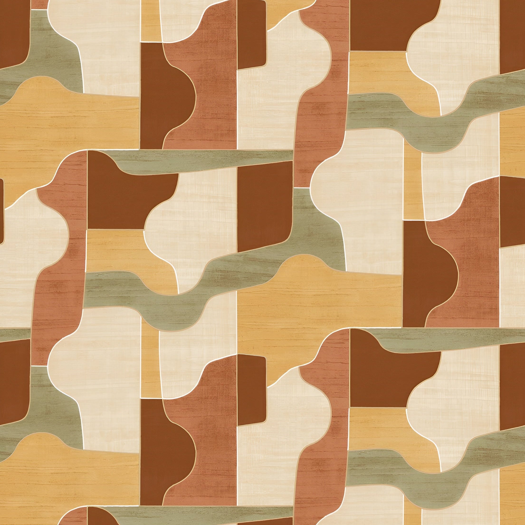 Strukturierte Tapete, die Holz mit geometrischem Muster imitiert MODERNISMO - BLUSH/VANILLE orange