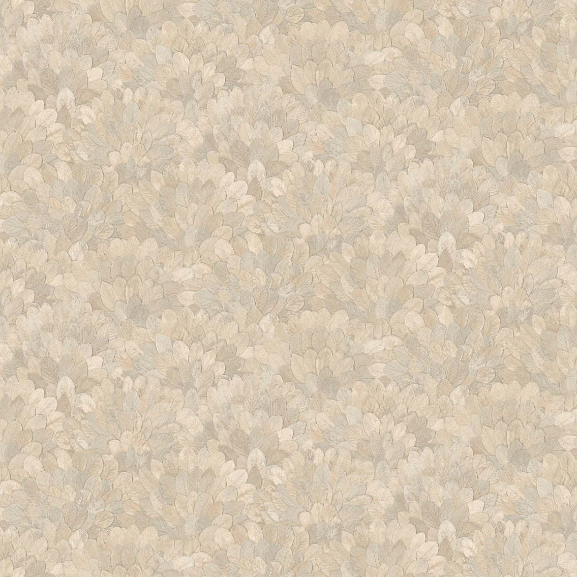 Strukturierte Tapete mit Pflanzenmotiv von Guavenblättern FEIJOA - GRÈGE grau-beige