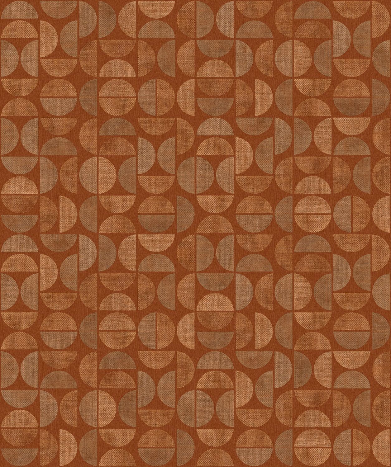 Structural wallpaper imitating raffia with a geometric pattern DUALIS - ORANGE BRÛLÉ orange