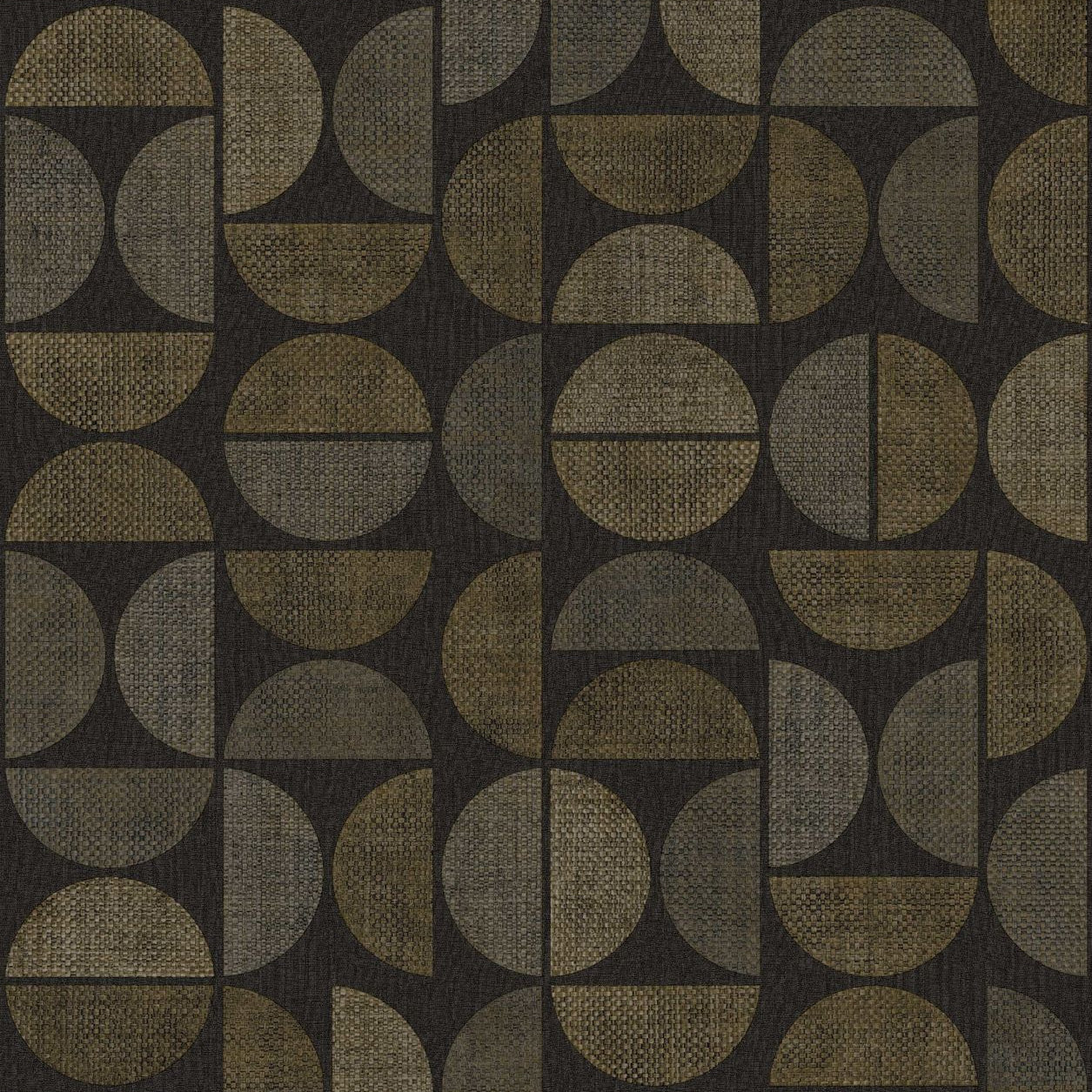 Structural wallpaper imitating raffia with a geometric pattern DUALIS - ÉBÈNE brown