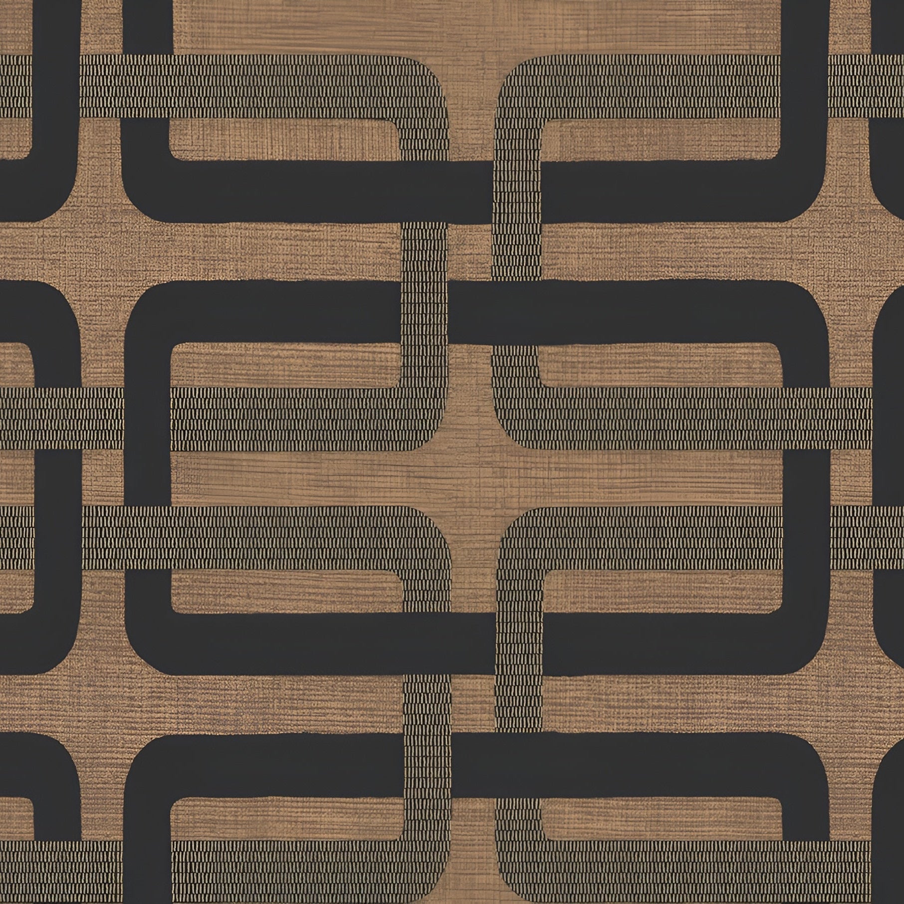 Strukturierte Tapete mit geometrischem Muster MATJARA - NOIR/DORÉ braun