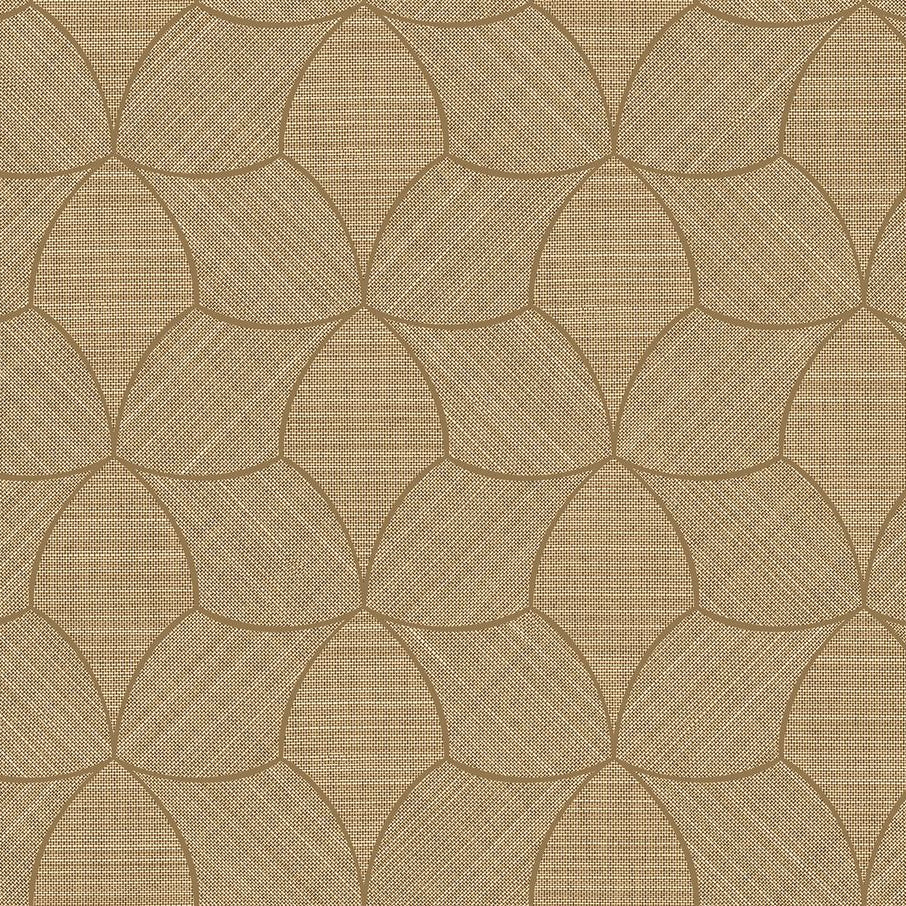 Textured wallpaper mimicking a weave with a metallic effect TRESSANA - CAMEL/DORÉ sandy brown