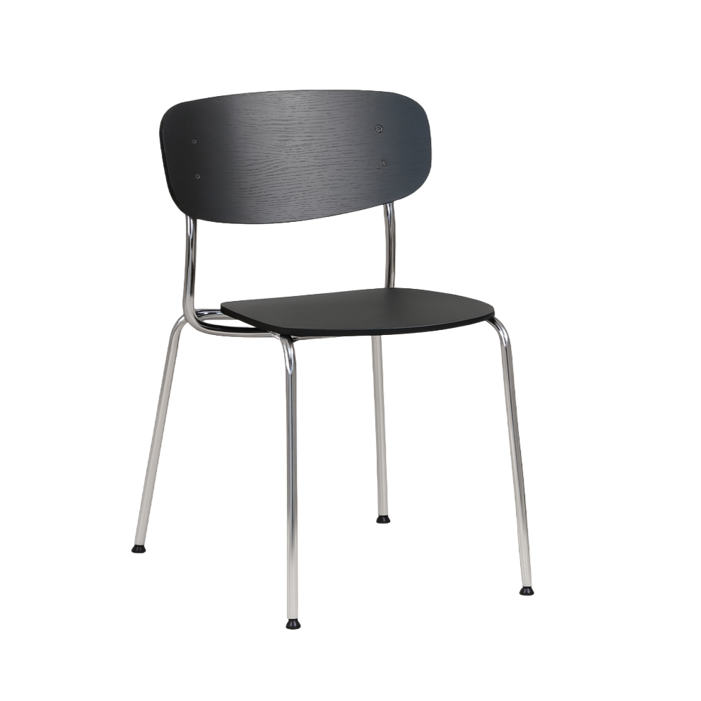 Stuhl SPLOT schwarzes Eichenholz mit verchromtem Gestell