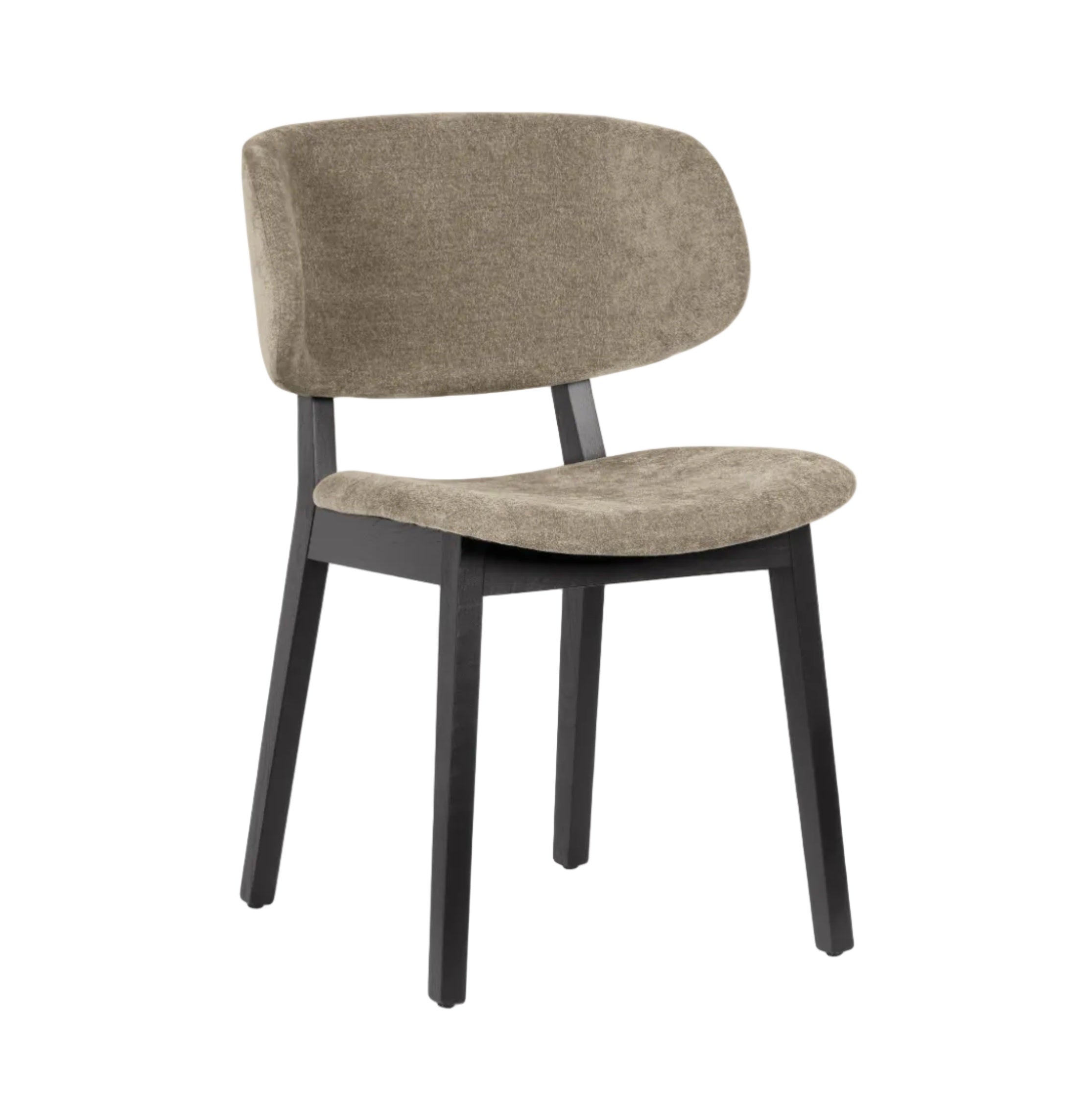 Stoel CLAIRE taupe met zwarte houten basis