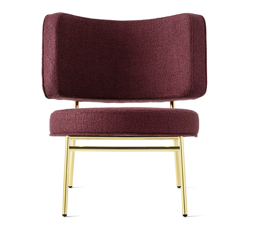 Upholstered COCO armchair with a golden base