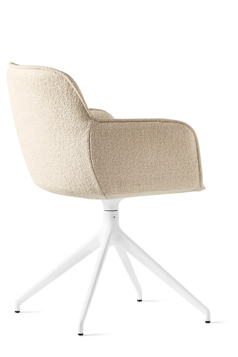 Cocoon Upholstered Swivel Chair with White Base