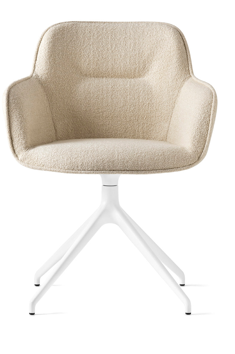 Cocoon Upholstered Swivel Chair with White Base