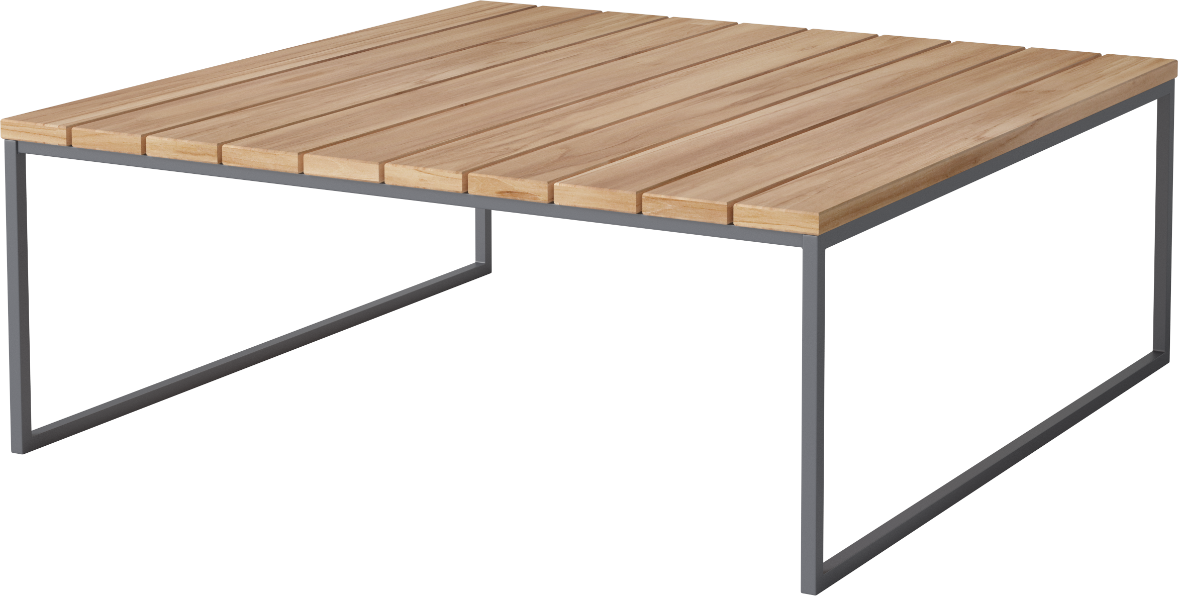 The external coffee table Como wooden top with a dark gray base