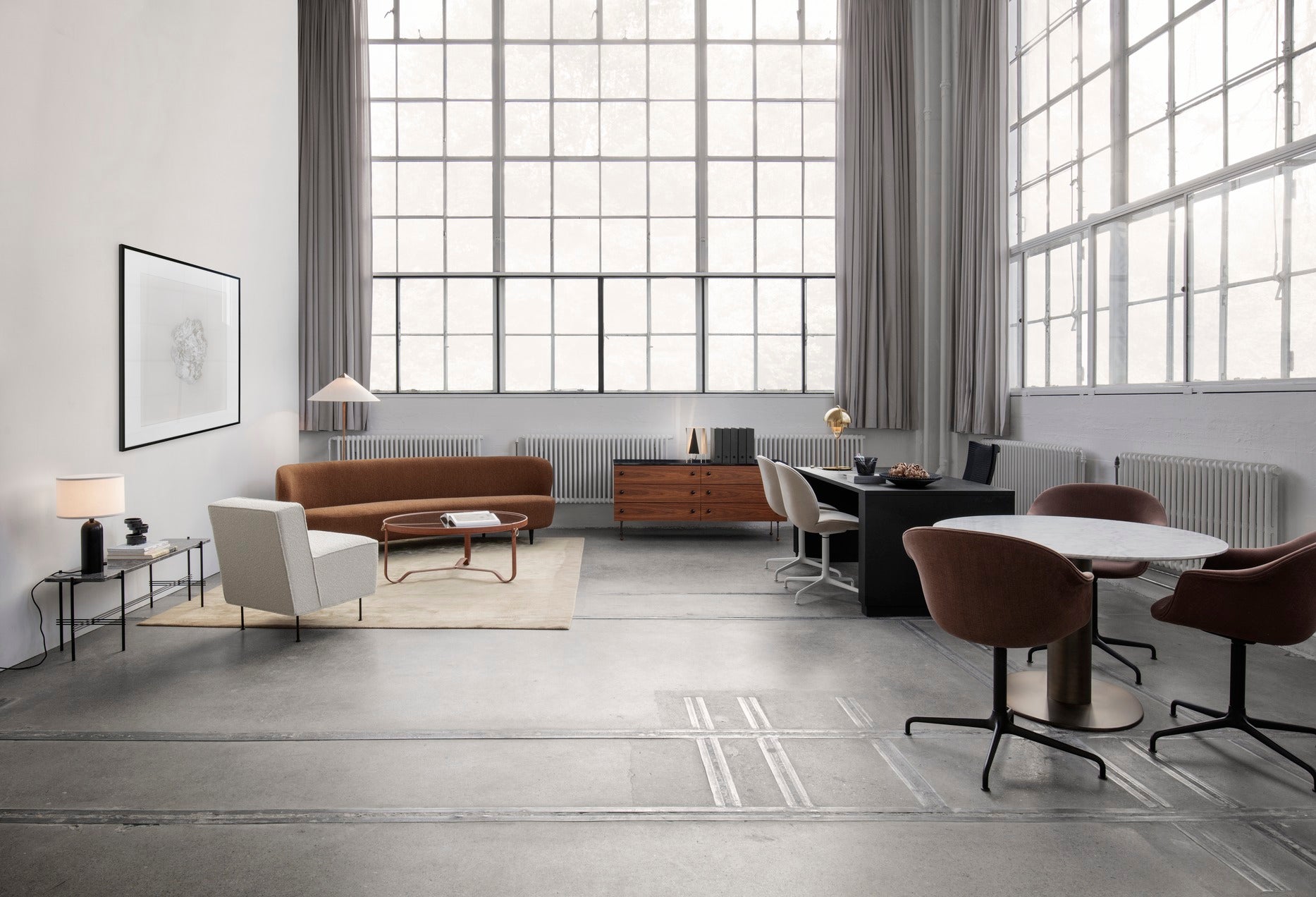 STAY upholstered sofa with oak base