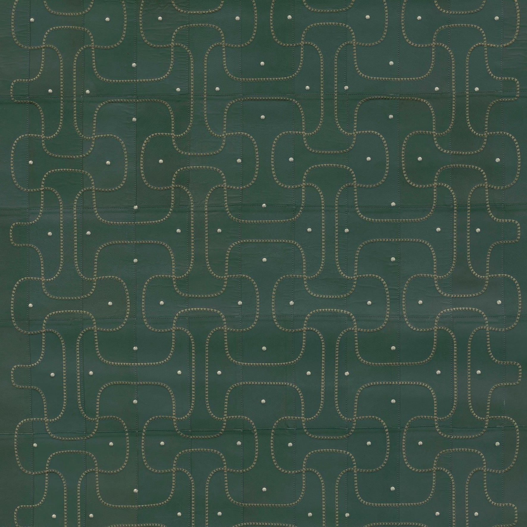 Natural leather wallpaper with geometric pattern JASERAN dark green